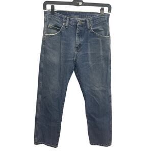 Wrangler Mens 33 X 30 100% Cotton Regular Fit Denim Blue Jeans Slight Distressed
